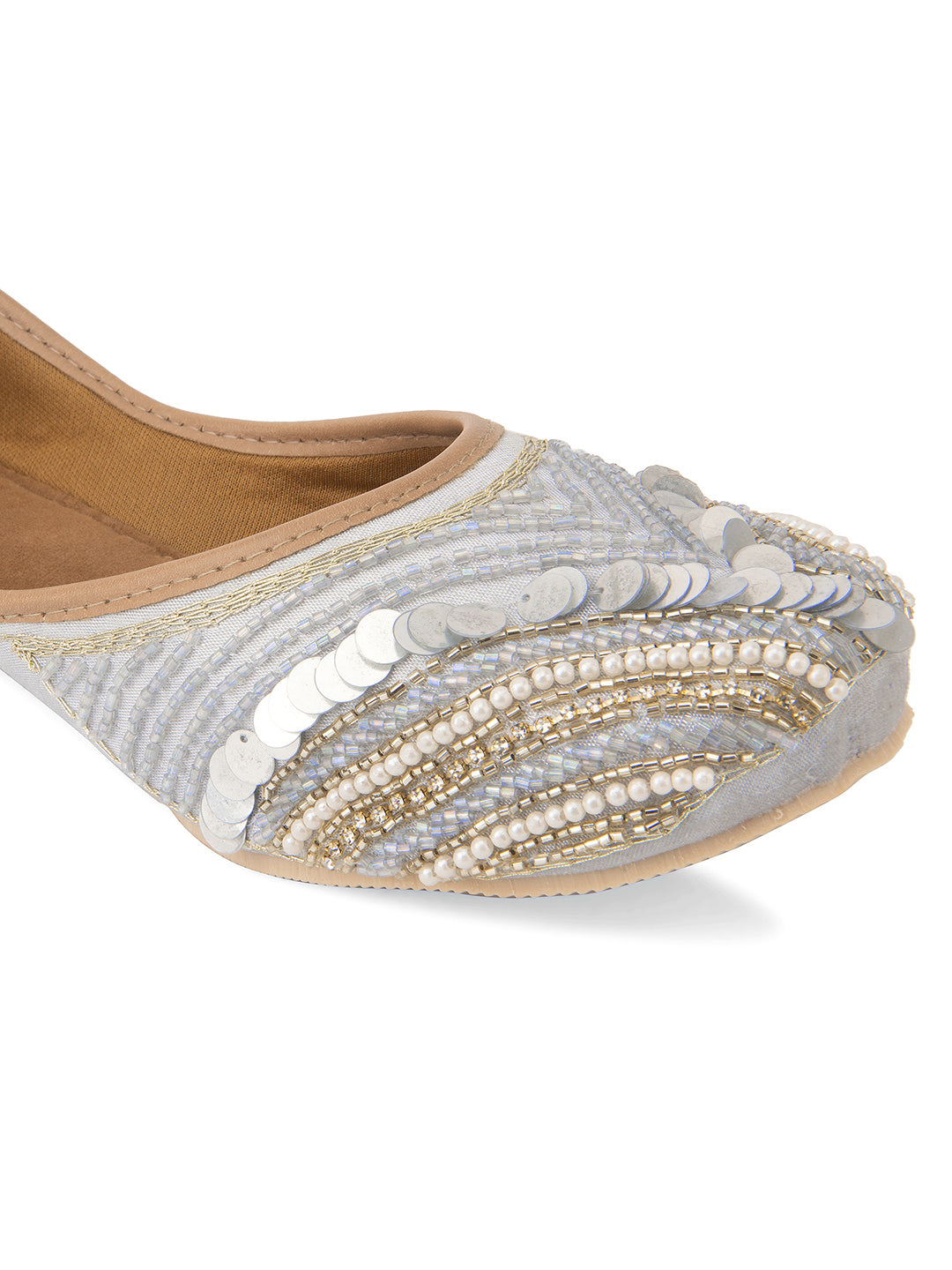 DESI COLOUR Women Grey Ethnic Punjabi Jutti