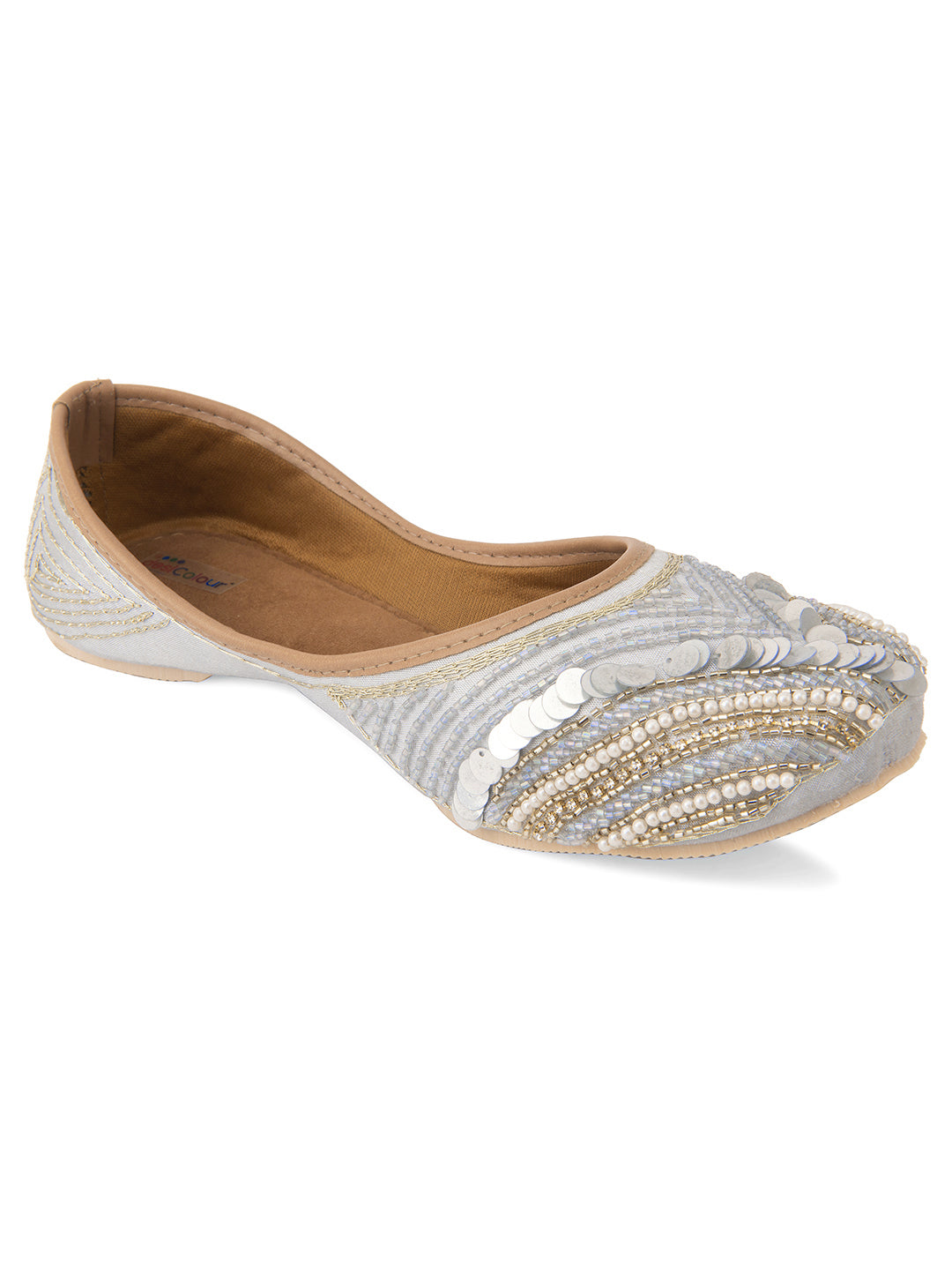 DESI COLOUR Women Grey Ethnic Punjabi Jutti