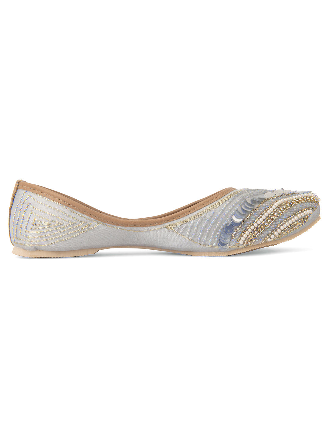 DESI COLOUR Women Grey Ethnic Punjabi Jutti