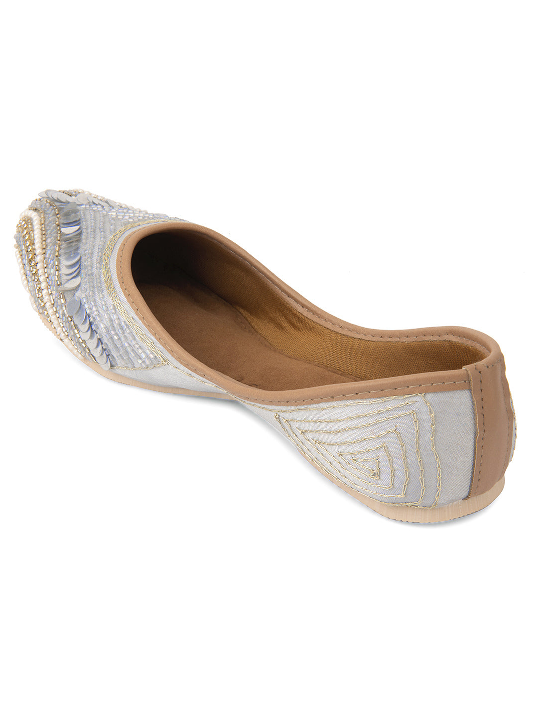 DESI COLOUR Women Grey Ethnic Punjabi Jutti
