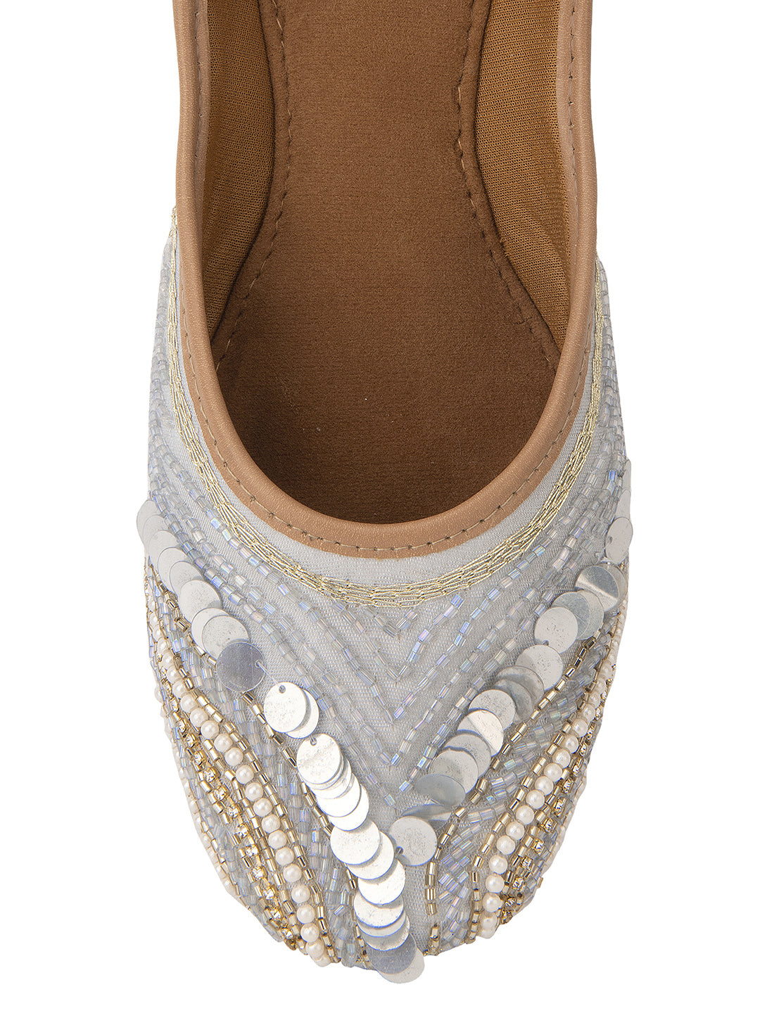 DESI COLOUR Women Grey Ethnic Punjabi Jutti