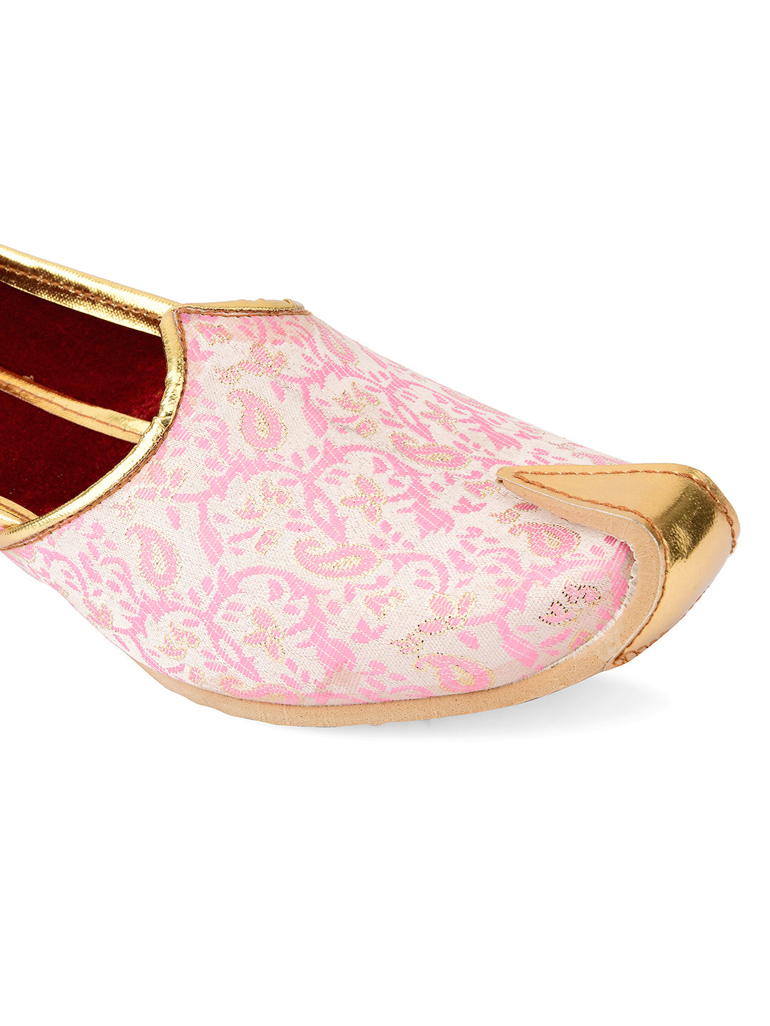 DESI COLOUR Mens Pink Ethnic Footwear/Punjabi Jutti