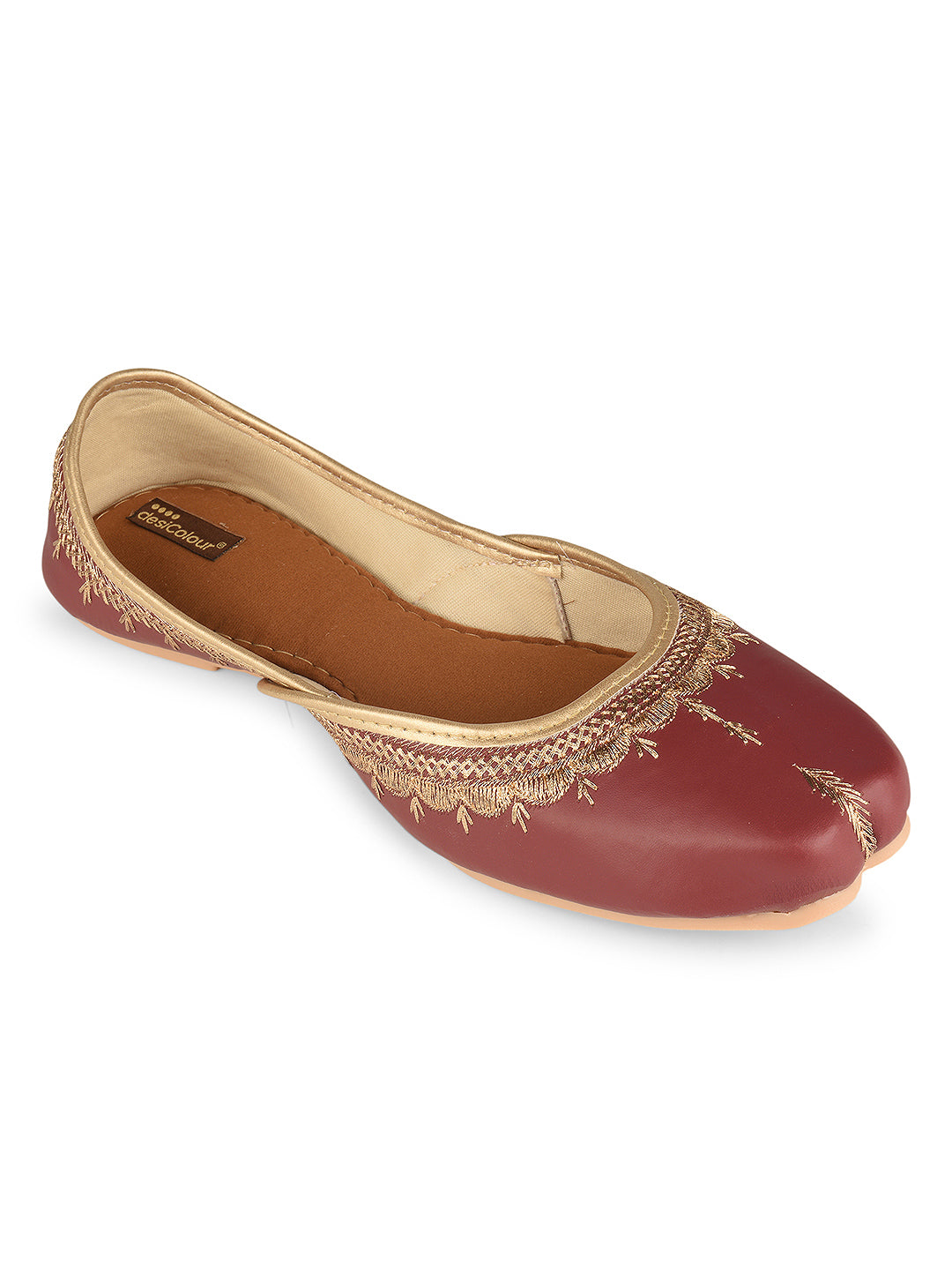 Maroon Tone Embroidered Ethnic Jutti for Women