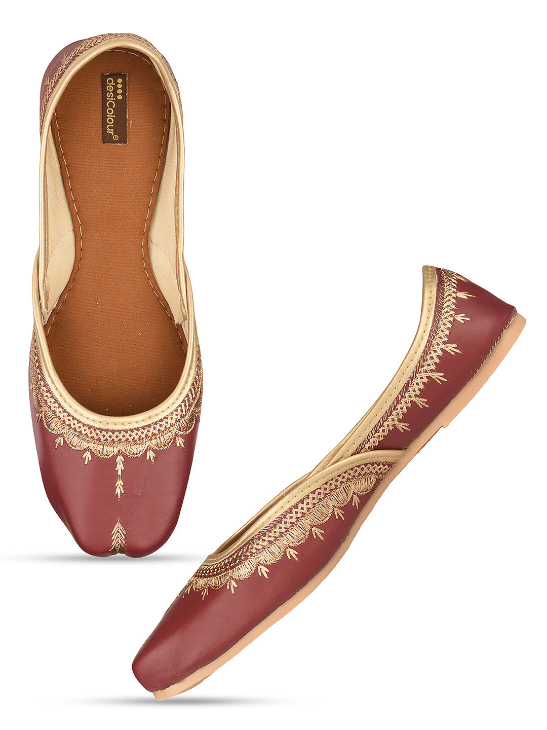 Maroon Tone Embroidered Ethnic Jutti for Women