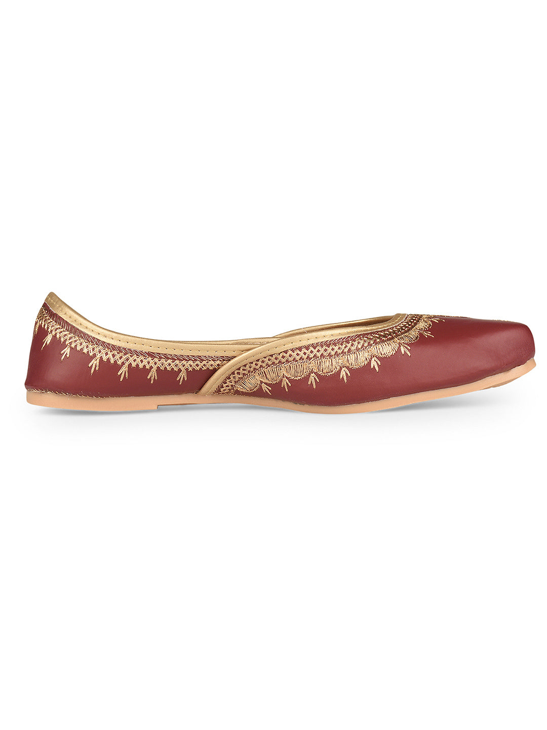 Maroon Tone Embroidered Ethnic Jutti for Women