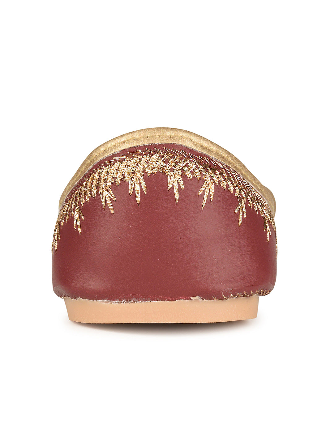 Maroon Tone Embroidered Ethnic Jutti for Women