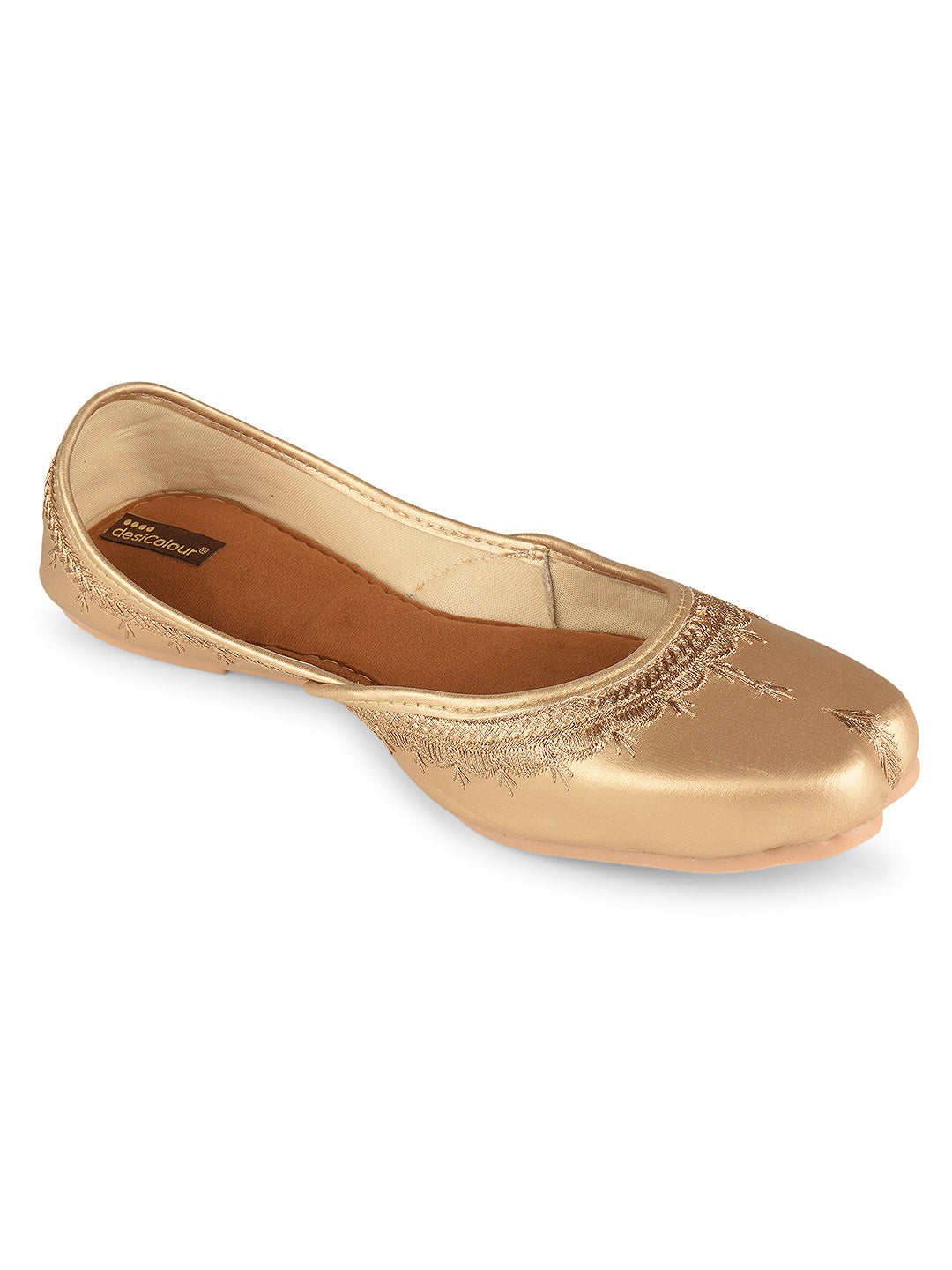 Gold tone Embroidered Ethnic Jutti for Women