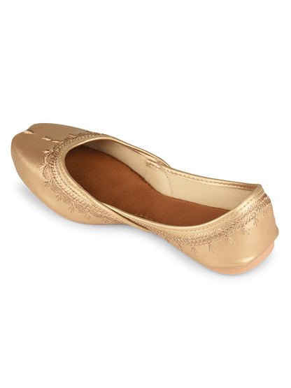 Gold tone Embroidered Ethnic Jutti for Women