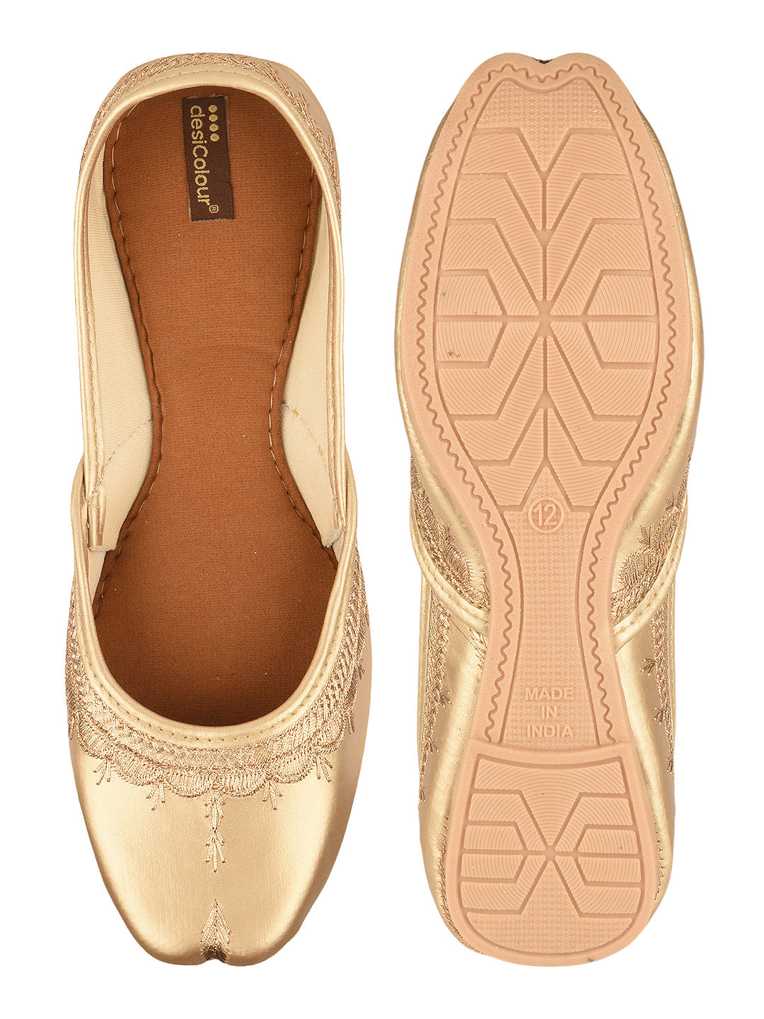 Gold tone Embroidered Ethnic Jutti for Women