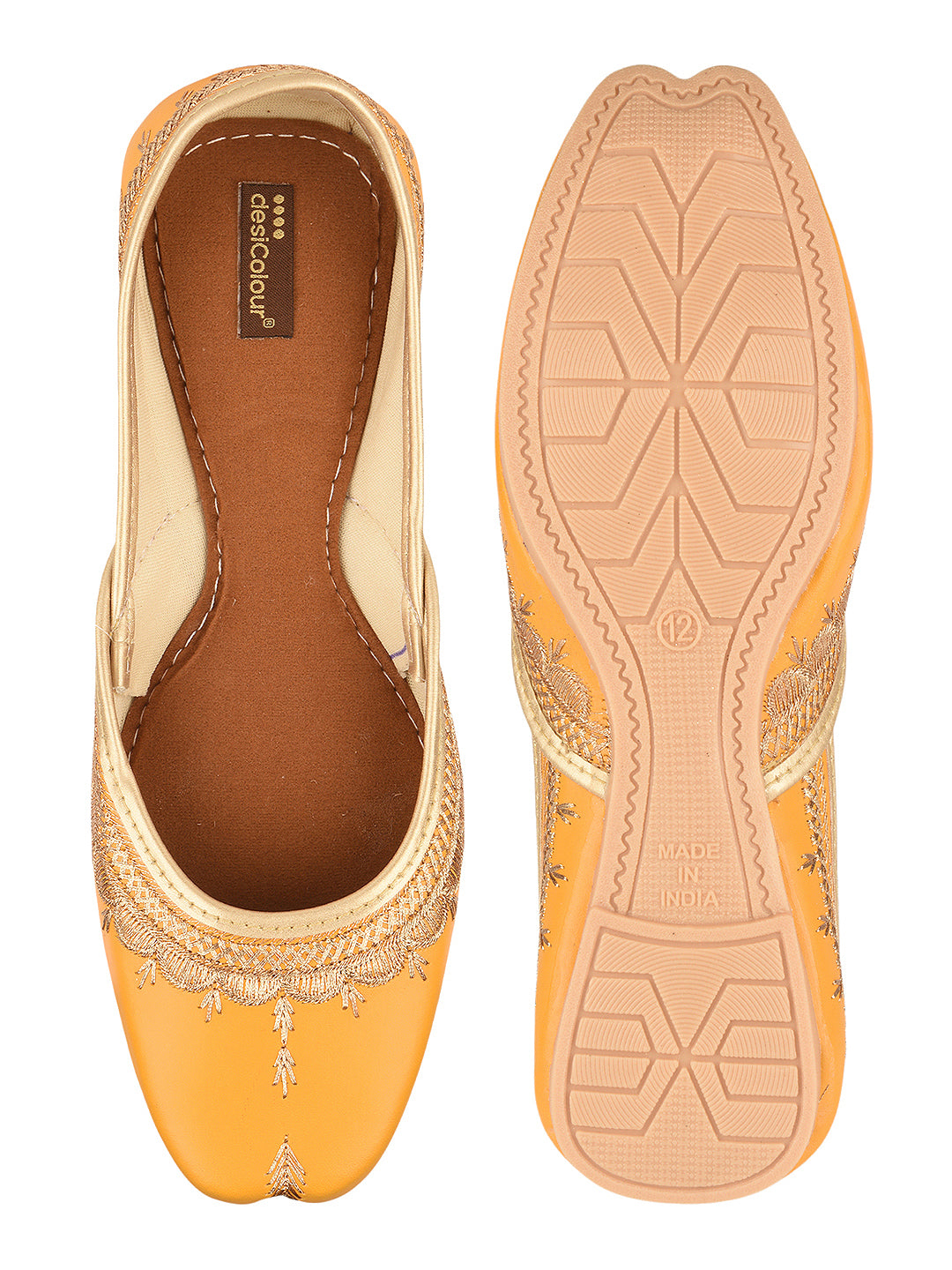 Mustard Tone Embroidered Ethnic Jutti for Women