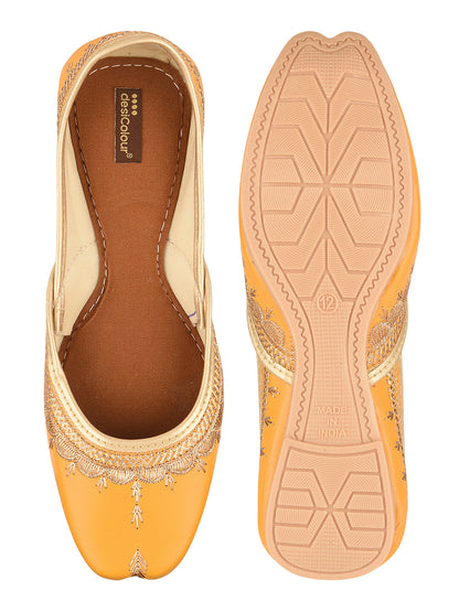 Mustard Tone Embroidered Ethnic Jutti for Women