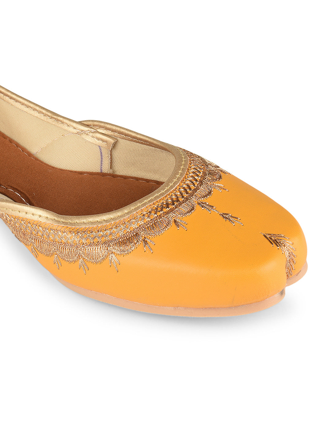 Mustard Tone Embroidered Ethnic Jutti for Women