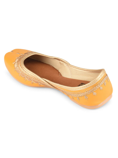 Mustard Tone Embroidered Ethnic Jutti for Women