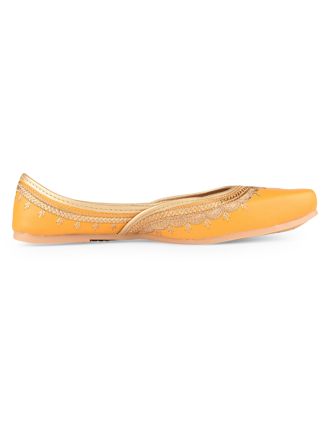Mustard Tone Embroidered Ethnic Jutti for Women