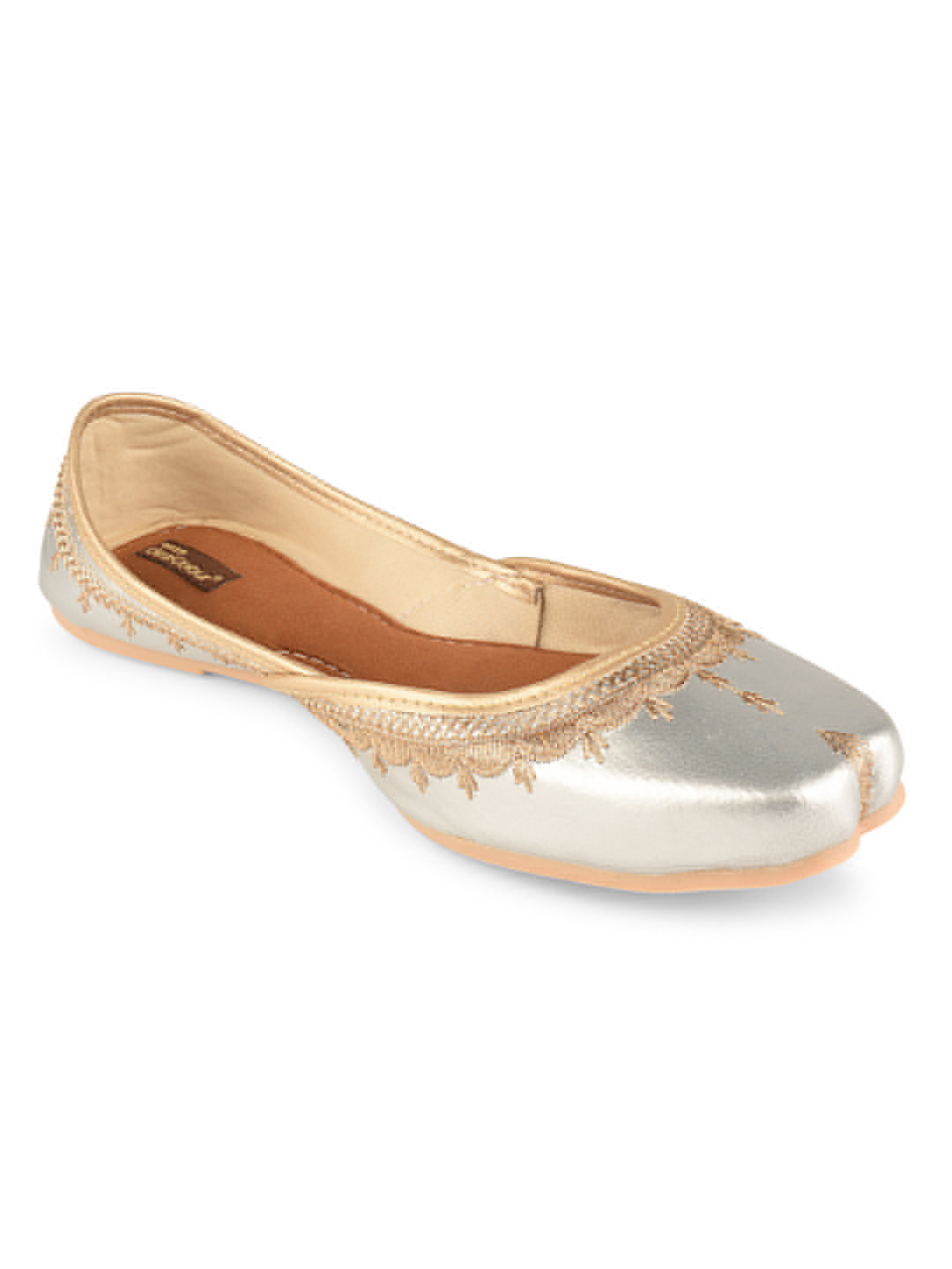 Silver Tone Embroidered Ethnic Jutti for Women