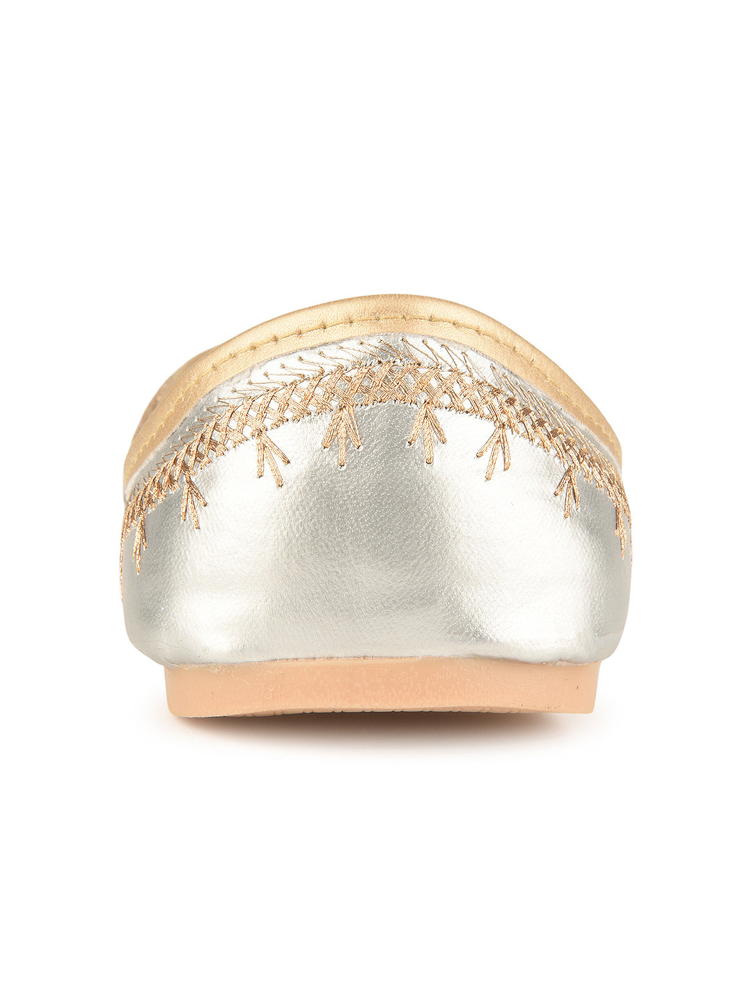 Silver Tone Embroidered Ethnic Jutti for Women