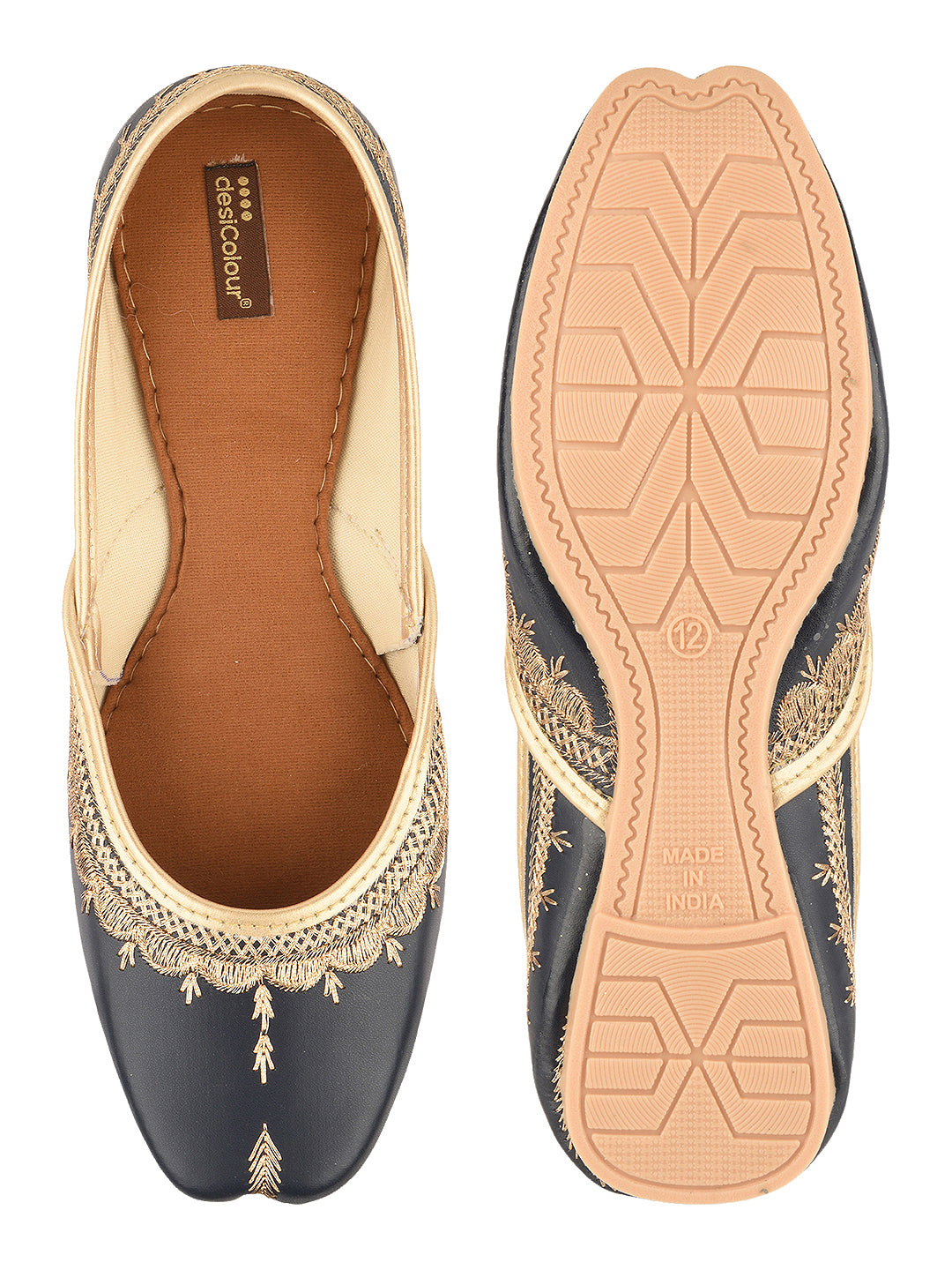 Blue Tone Embroidered Ethnic Jutti for Women