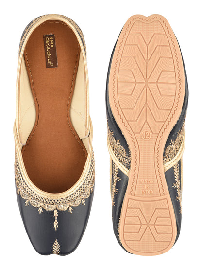 Blue Tone Embroidered Ethnic Jutti for Women