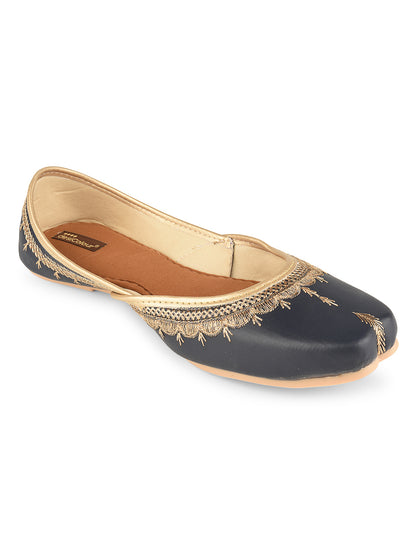 Blue Tone Embroidered Ethnic Jutti for Women