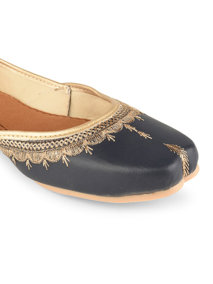 Blue Tone Embroidered Ethnic Jutti for Women