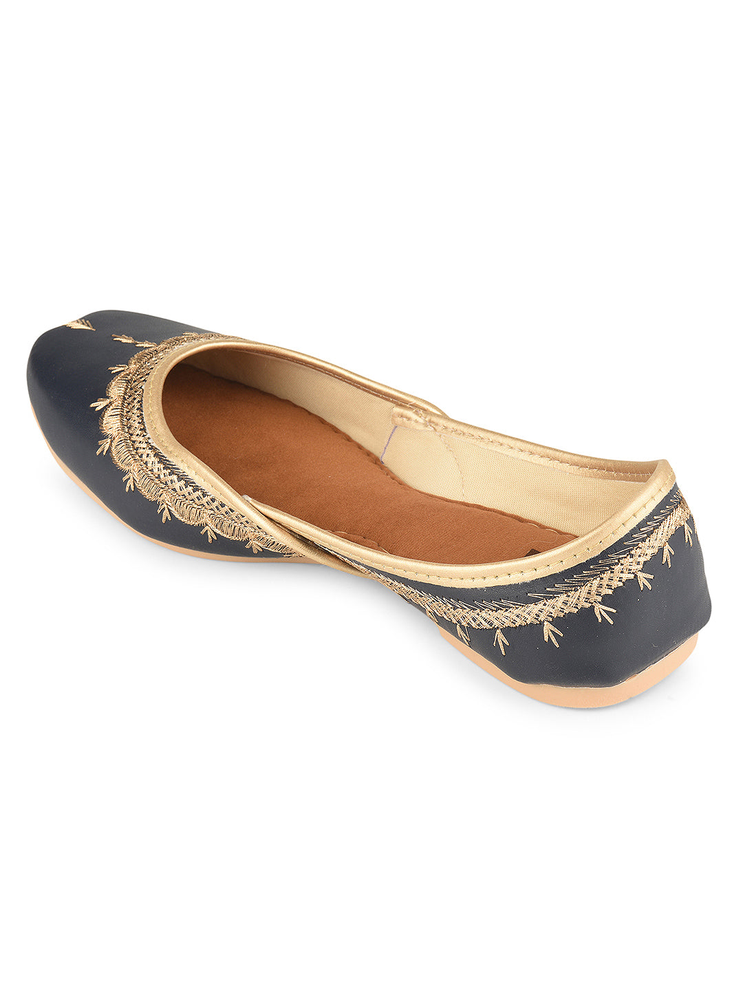Blue Tone Embroidered Ethnic Jutti for Women