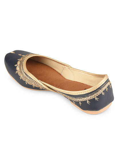 Blue Tone Embroidered Ethnic Jutti for Women