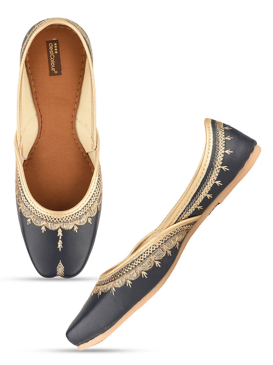 Blue Tone Embroidered Ethnic Jutti for Women