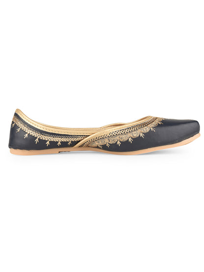 Blue Tone Embroidered Ethnic Jutti for Women