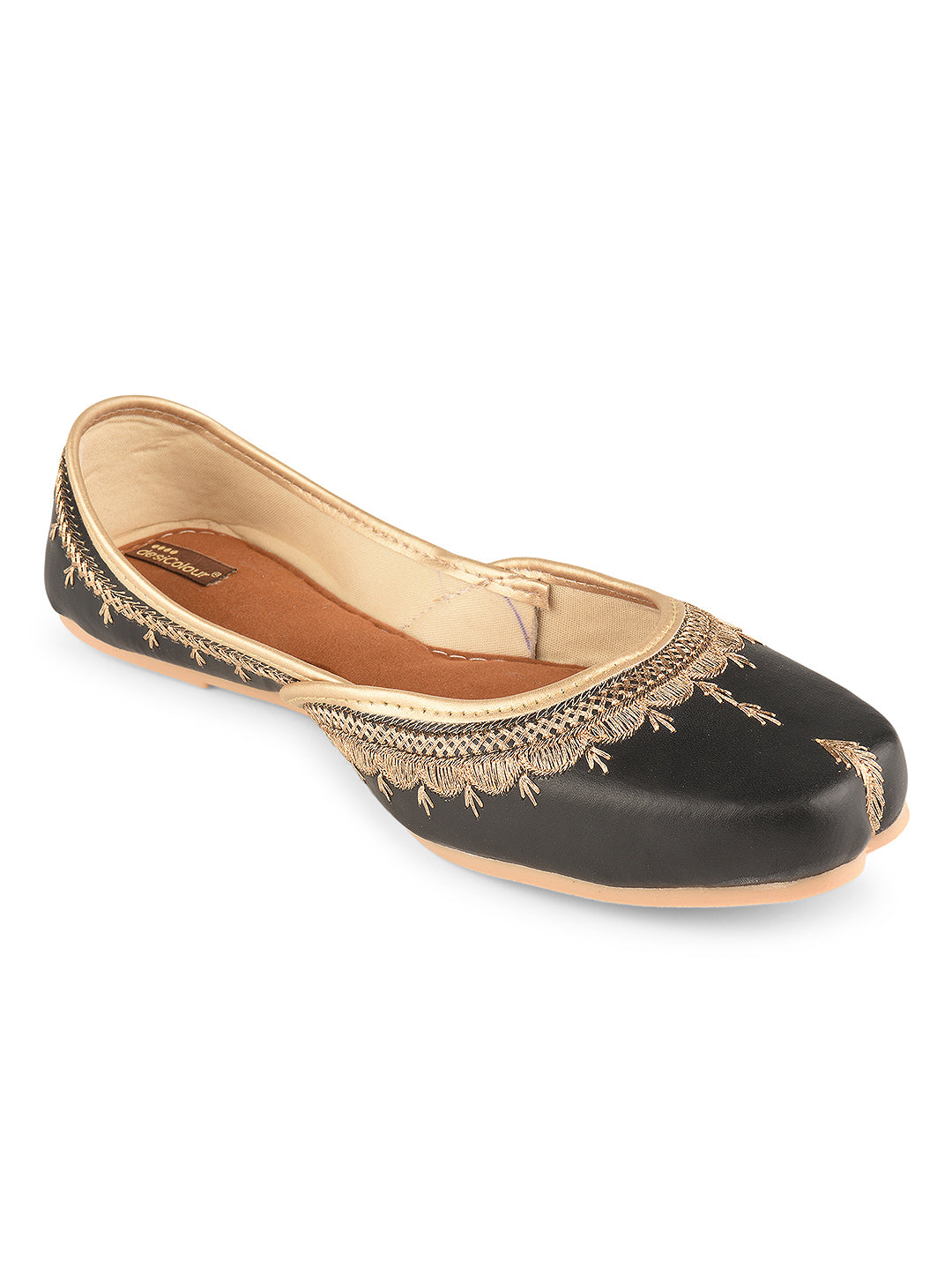 Black Tone Embroidered Ethnic Jutti for Women