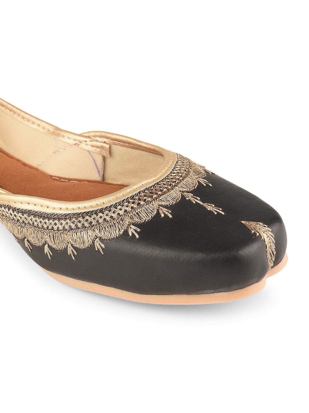 Black Tone Embroidered Ethnic Jutti for Women