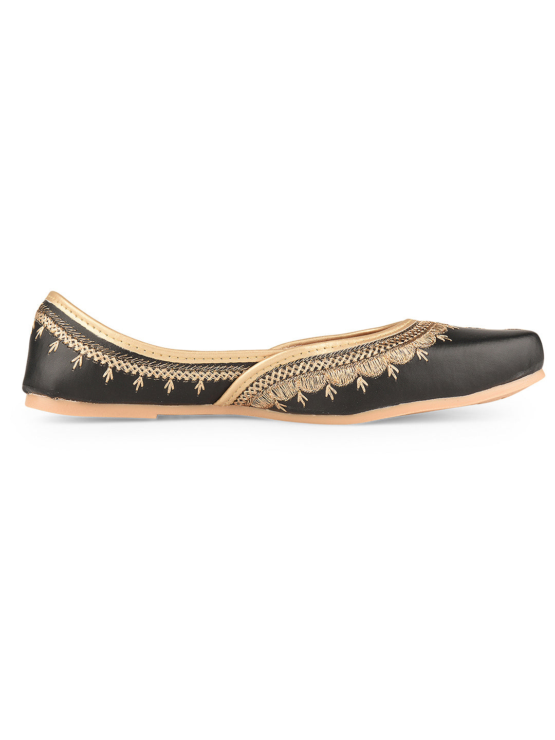 Black Tone Embroidered Ethnic Jutti for Women