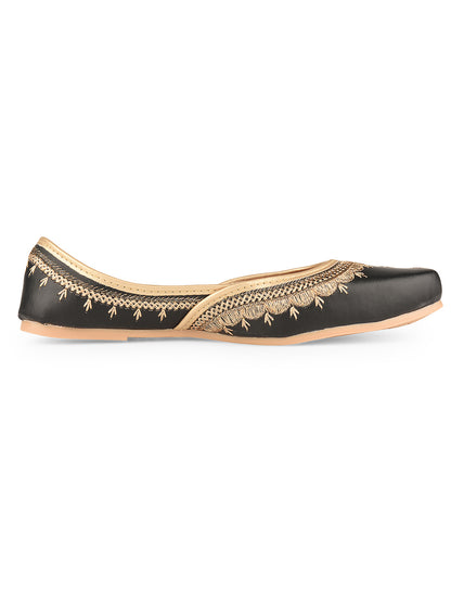 Black Tone Embroidered Ethnic Jutti for Women
