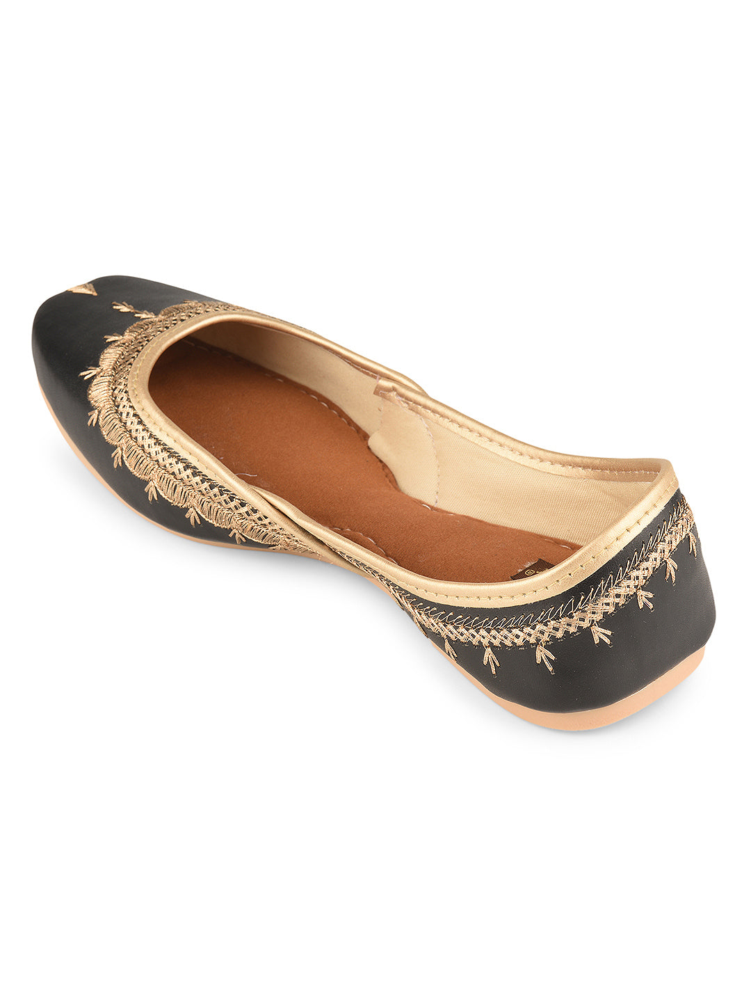 Black Tone Embroidered Ethnic Jutti for Women