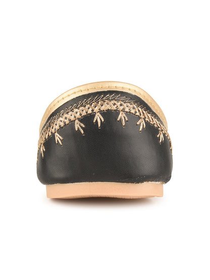 Black Tone Embroidered Ethnic Jutti for Women