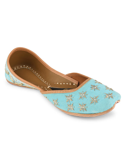 Firoji Velvet Dabka work premium Mojari for Women