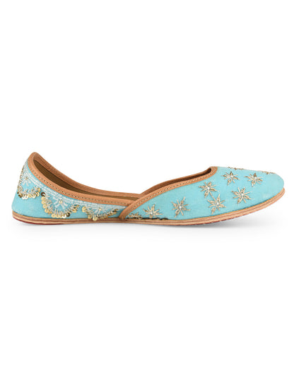 Firoji Velvet Dabka work premium Mojari for Women