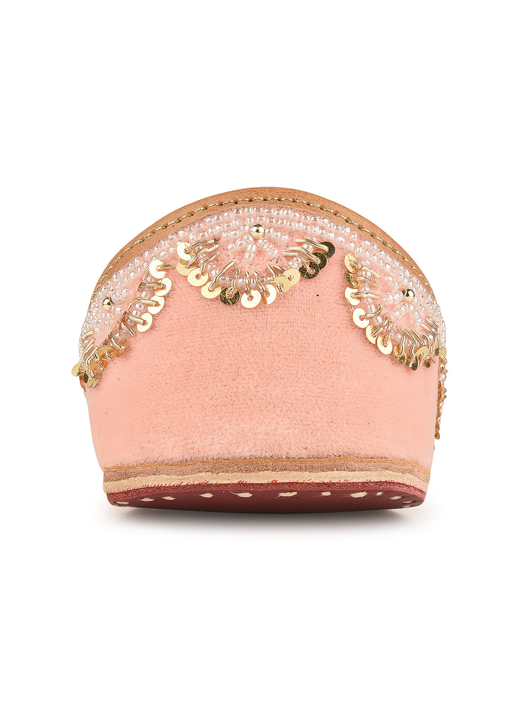 Soft Pink Velvet dabka & hand embroidered Mojari for Women