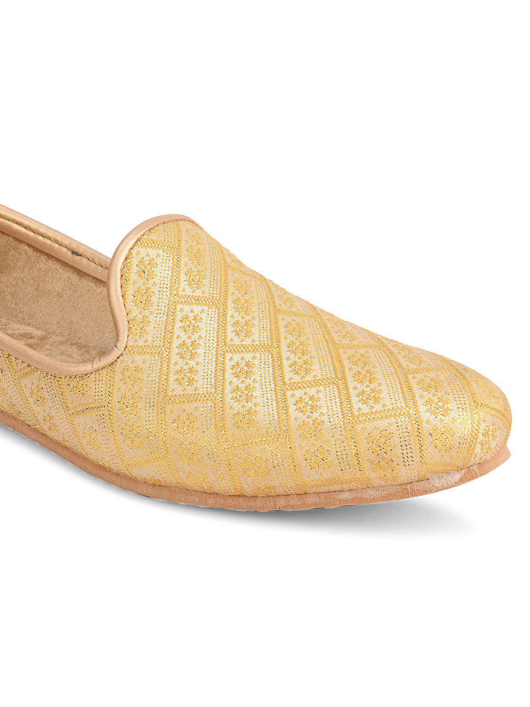DESI COLOUR Mens Gold Ethnic Footwear/Punjabi Jutti
