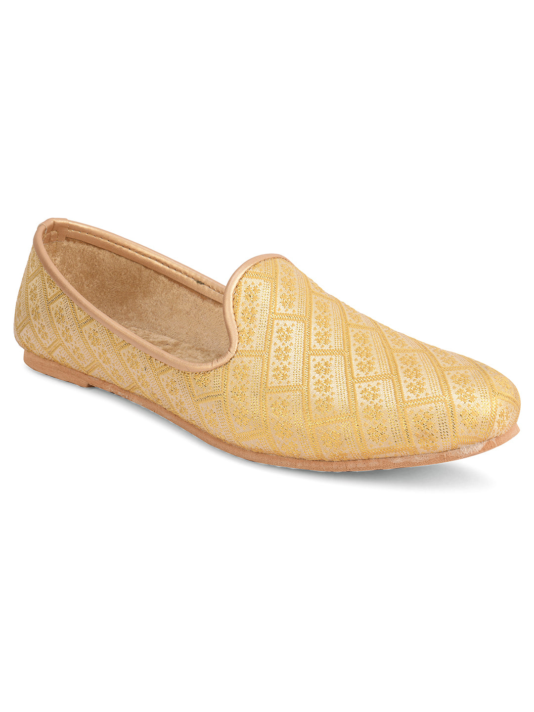 DESI COLOUR Mens Gold Ethnic Footwear/Punjabi Jutti