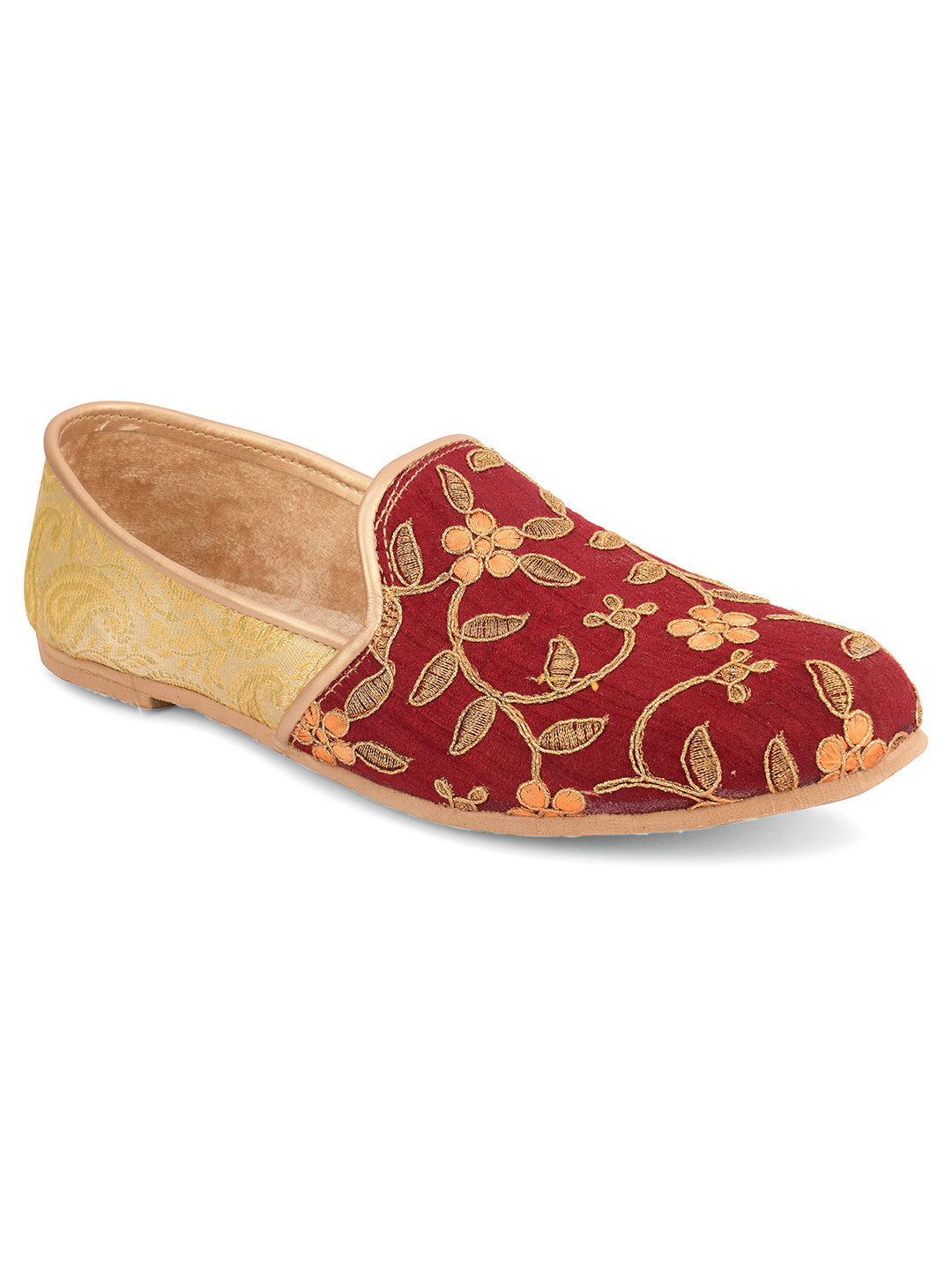 DESI COLOUR Mens Gold Ethnic Footwear/Punjabi Jutti