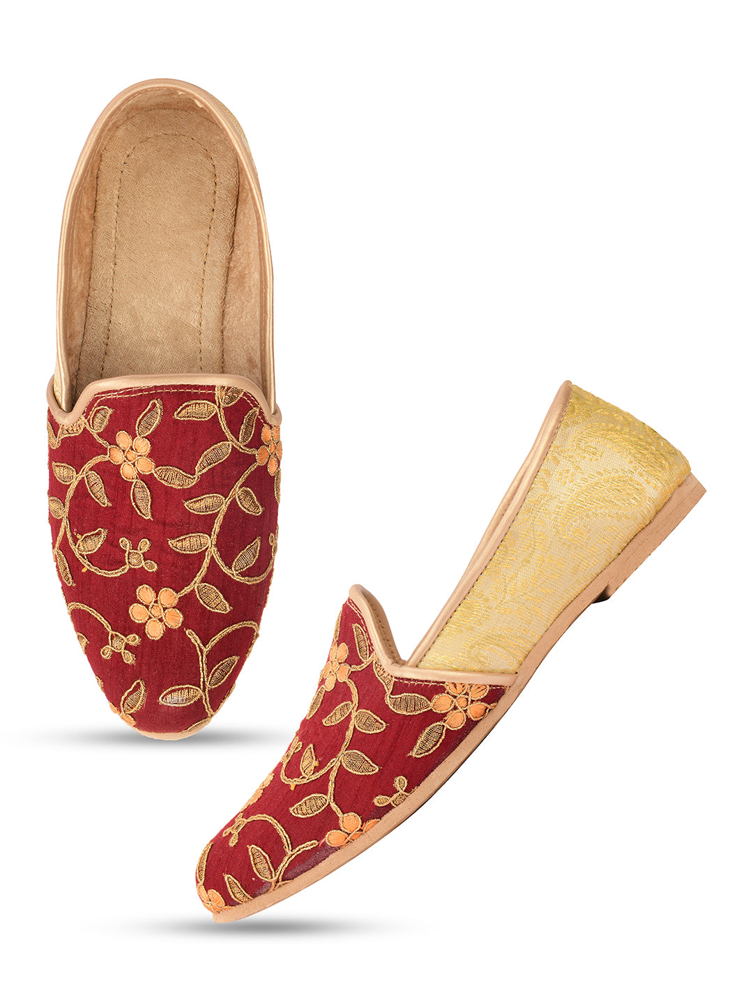 DESI COLOUR Mens Gold Ethnic Footwear/Punjabi Jutti