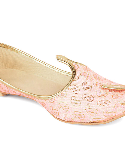 DESI COLOUR Mens Gold Ethnic Footwear/Punjabi Jutti