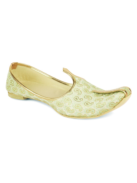 DESI COLOUR Mens Gold Ethnic Footwear/Punjabi Jutti