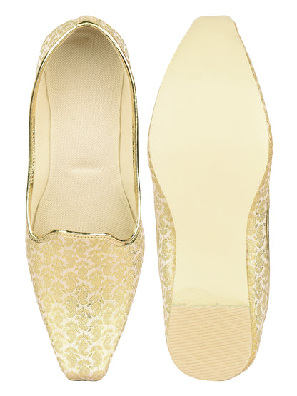 DESI COLOUR Mens Gold Ethnic Footwear/Punjabi Jutti