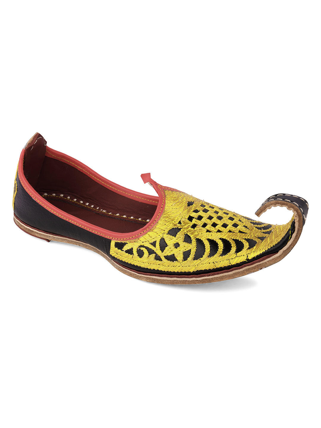 DESI COLOUR Mens Black Ethnic Footwear/Punjabi Jutti