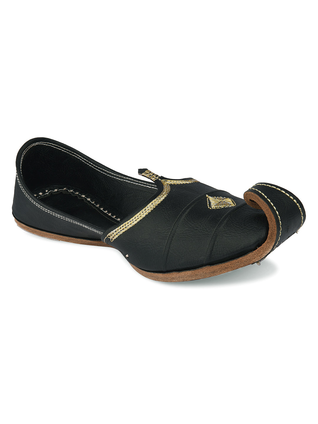 DESI COLOUR Mens Black Ethnic Footwear/Punjabi Jutti