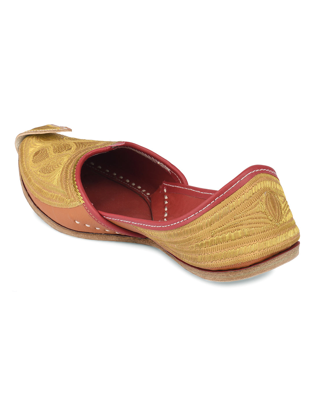 DESI COLOUR Mens Gold Ethnic Footwear/Punjabi Jutti