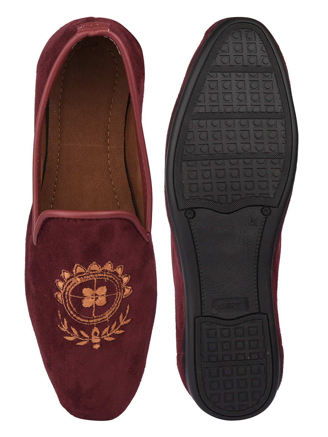 DESI COLOUR Mens Burgundy Ethnic Footwear/Punjabi Jutti