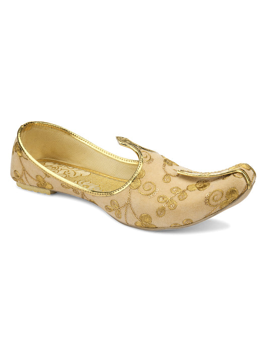 DESI COLOUR Mens Gold Ethnic Footwear/Punjabi Jutti