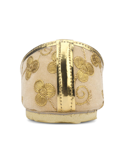 DESI COLOUR Mens Gold Ethnic Footwear/Punjabi Jutti